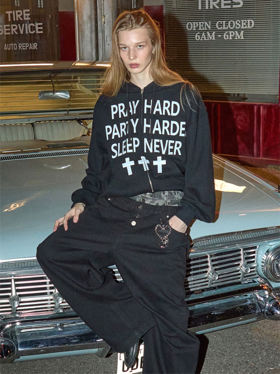 MUSINSA | OY LAYERED WAIST WIDE VOLUME PANTS - BLACK