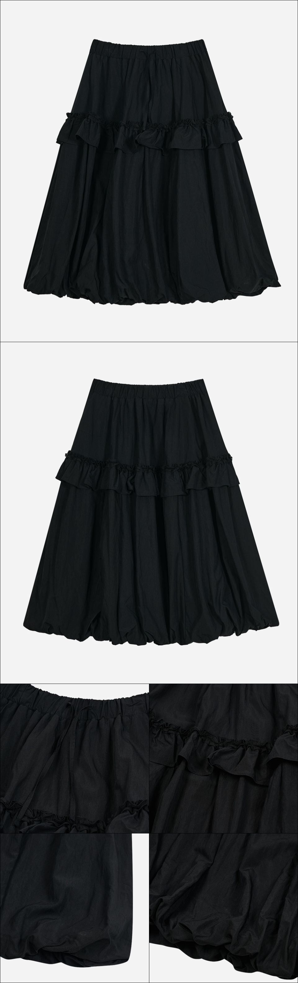 MUSINSA公式 | TYPESERVICE Layered Volume Skirt [Black]