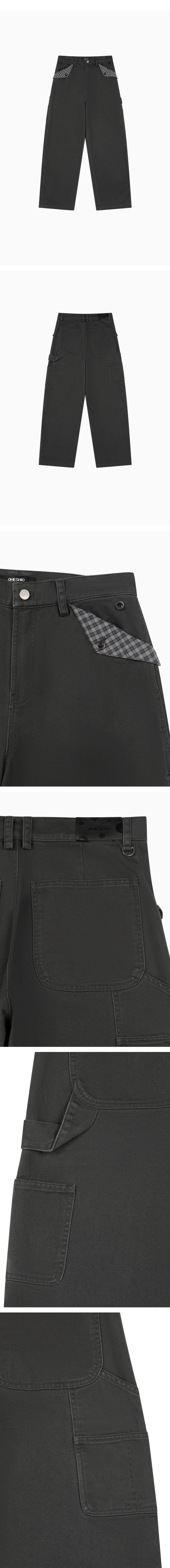 MUSINSA公式 | OHESHIO CHECK POCKET CARPENTER PANTS, CHARCOAL