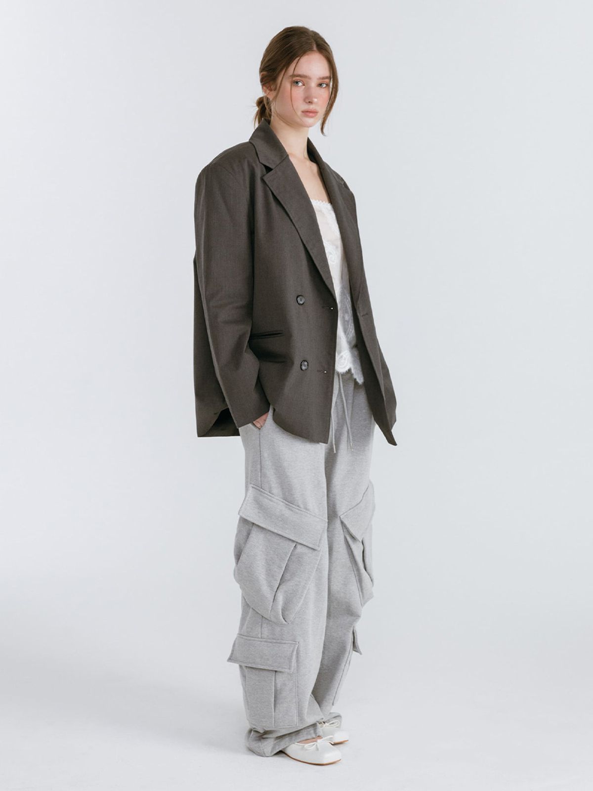 모이페어(MOIFAIRE) DOUBLE CARGO SWEATPANTS / GREY
