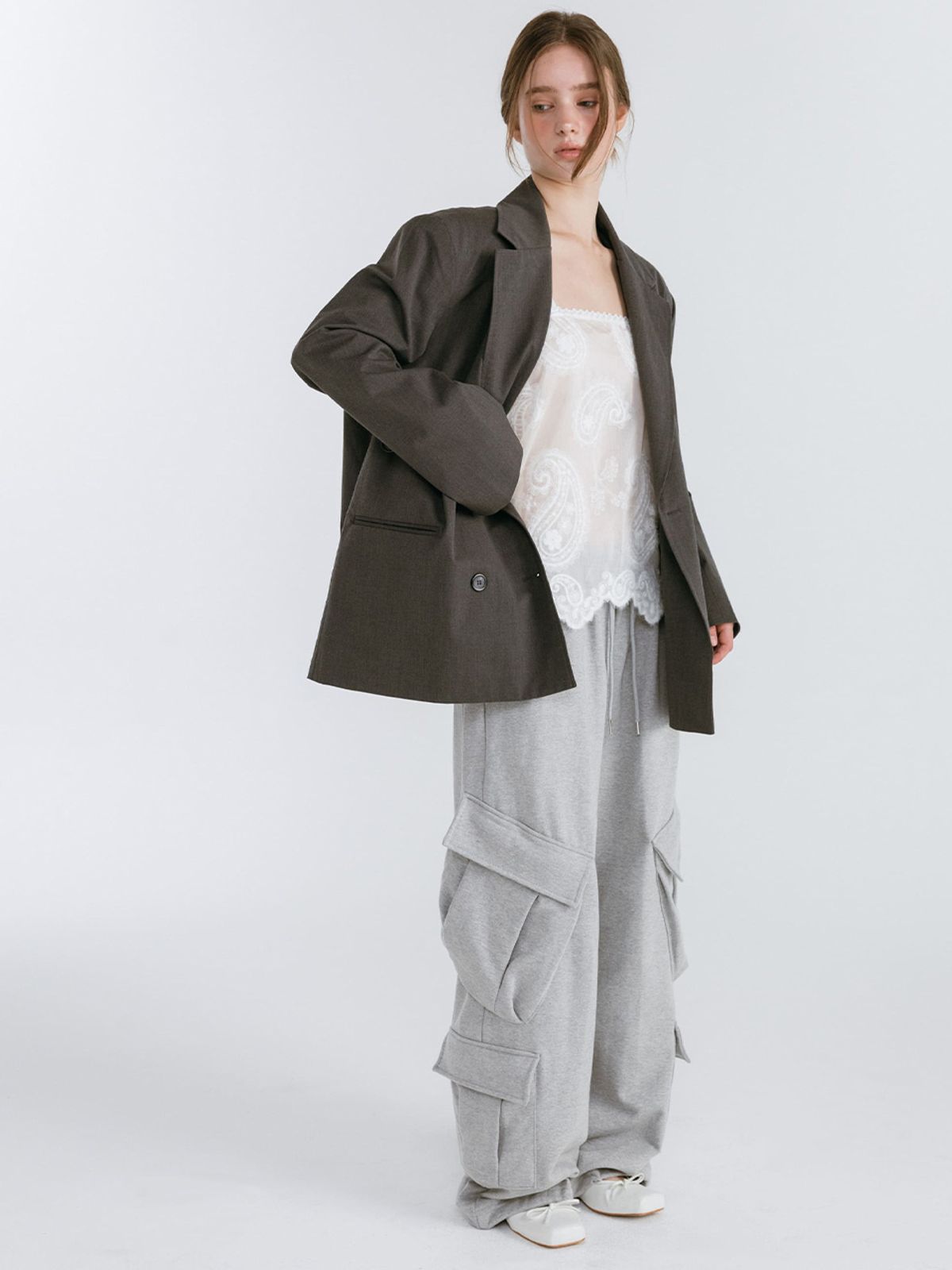 모이페어(MOIFAIRE) DOUBLE CARGO SWEATPANTS / GREY