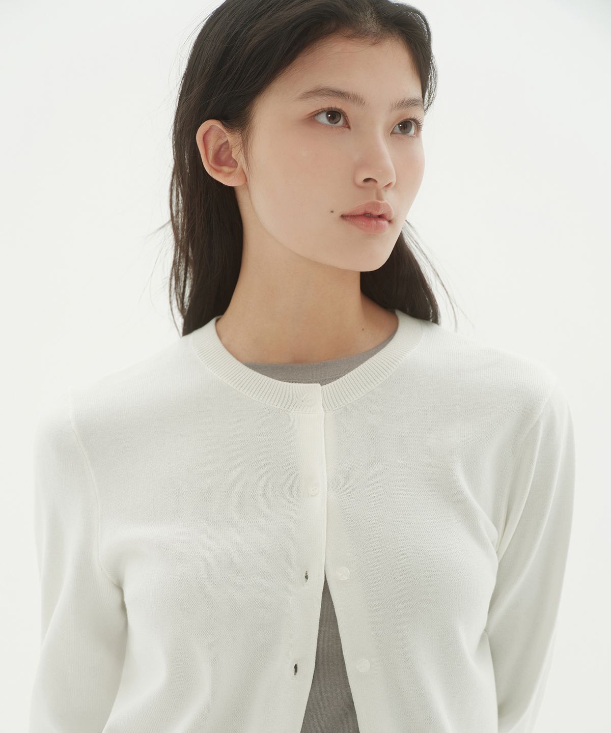 무신사 스탠다드 우먼(MUSINSA STANDARD WOMAN) 우먼즈 워셔블 수피마 코튼 라운드 넥 가디건 [아이보리]