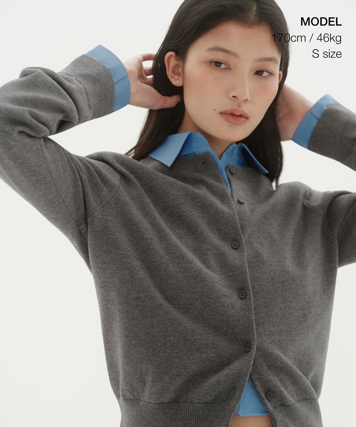 무신사 스탠다드 우먼(MUSINSA STANDARD WOMAN) 우먼즈 워셔블 수피마 코튼 라운드 넥 가디건 [미디엄 그레이]