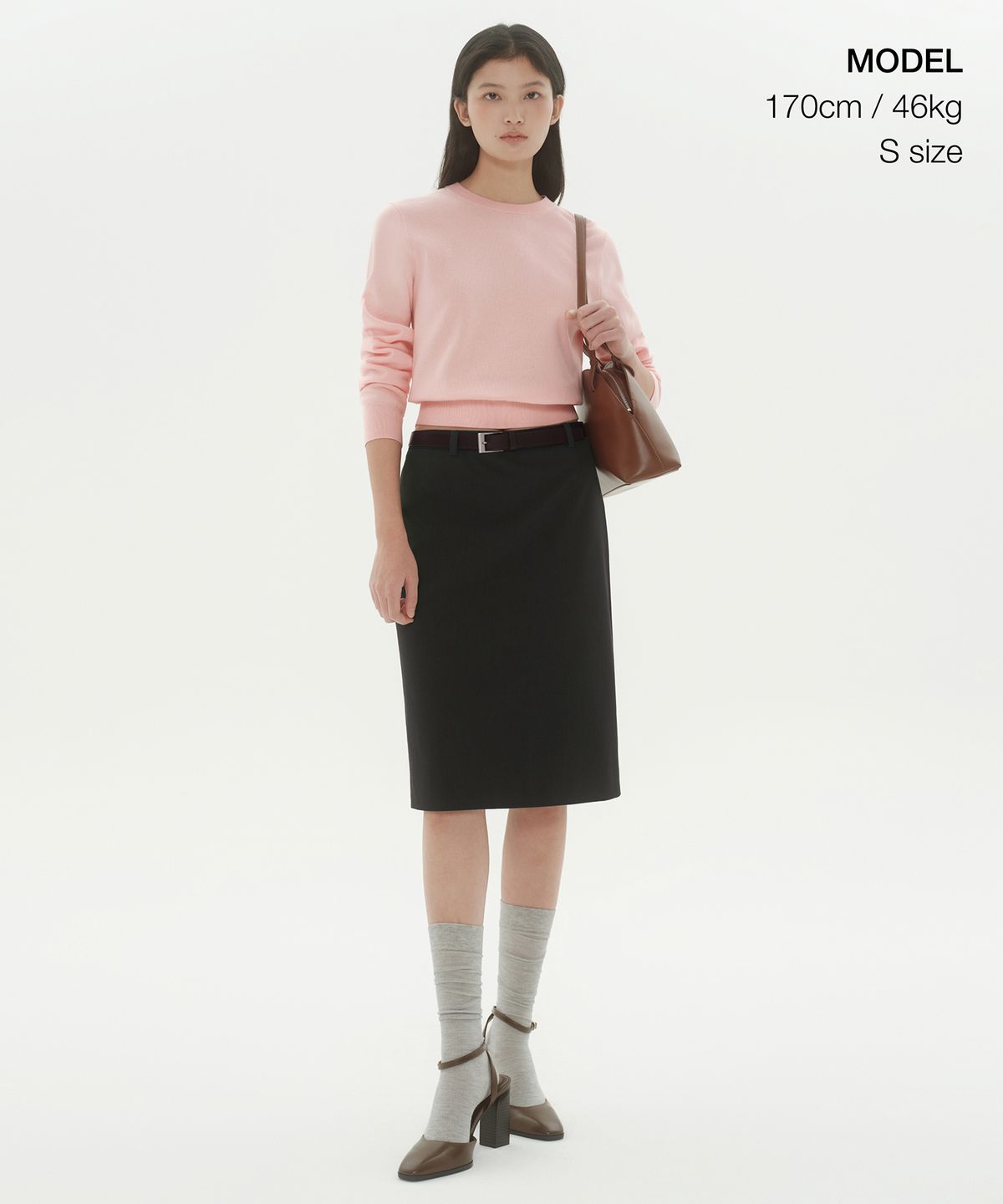 무신사 스탠다드 우먼(MUSINSA STANDARD WOMAN) 우먼즈 워셔블 수피마 코튼 크루 넥 니트 [로즈 워터]