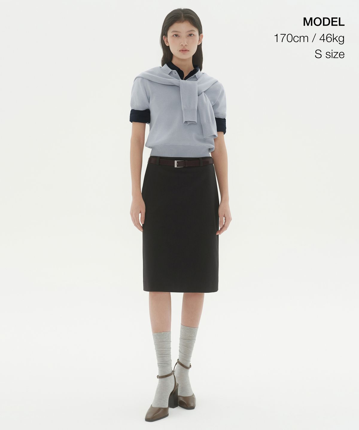 무신사 스탠다드 우먼(MUSINSA STANDARD WOMAN) 우먼즈 워셔블 수피마 코튼 니티드 폴로 셔츠 [애쉬 라이트 블루]