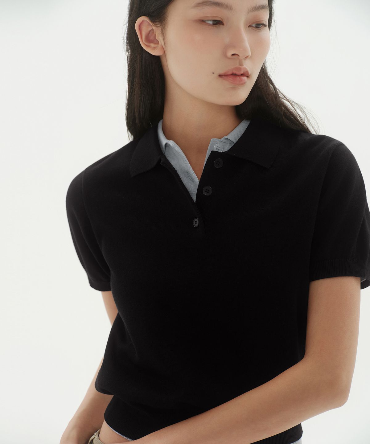 무신사 스탠다드 우먼(MUSINSA STANDARD WOMAN) 우먼즈 워셔블 수피마 코튼 니티드 폴로 셔츠 [블랙]