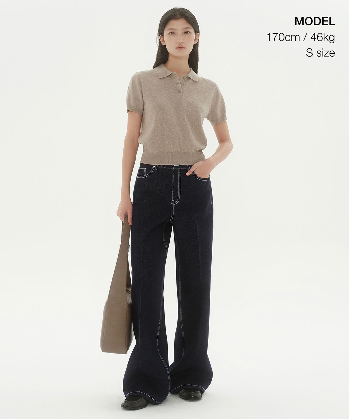 무신사 스탠다드 우먼(MUSINSA STANDARD WOMAN) 우먼즈 워셔블 수피마 코튼 니티드 폴로 셔츠 [헤더 라이트 베이지]