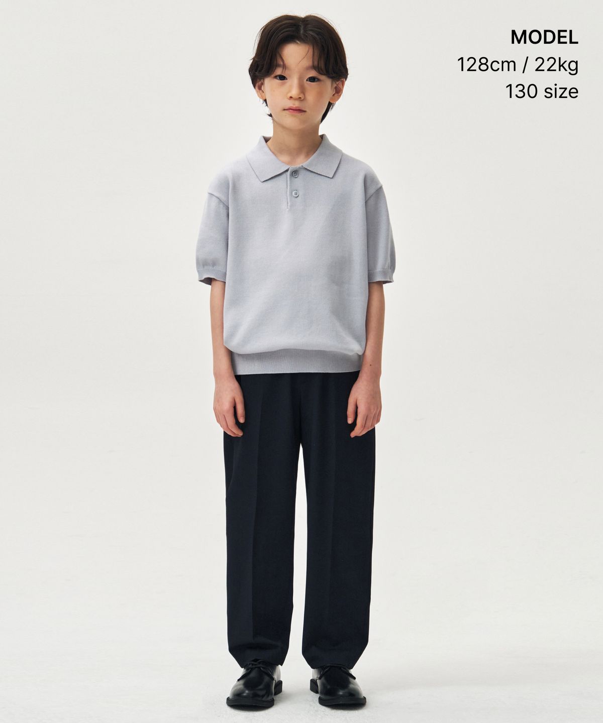 무신사 스탠다드 키즈(MUSINSA STANDARD KIDS) 워셔블 수피마 코튼 니티드 폴로 셔츠 [애쉬 라이트 블루]