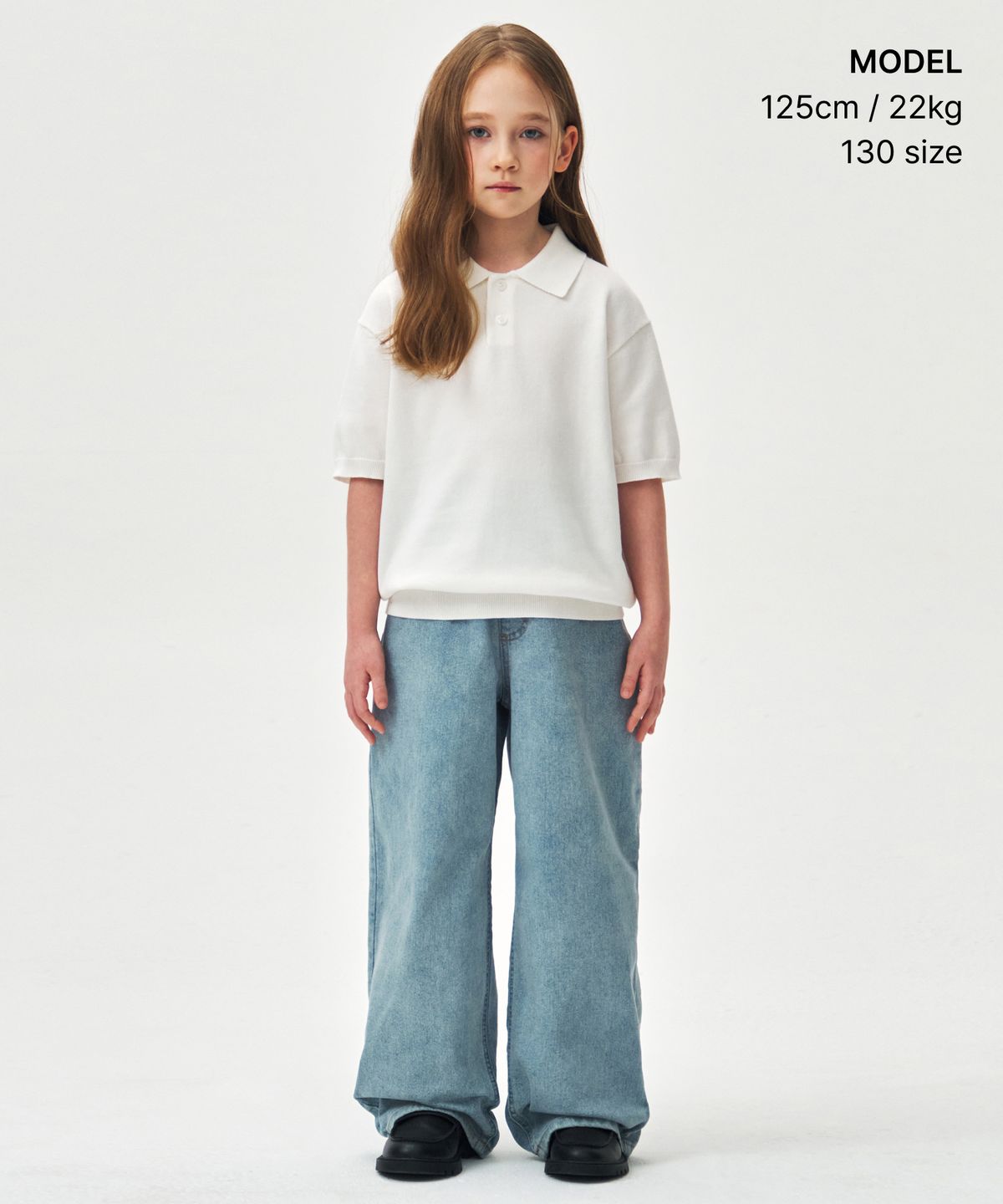 무신사 스탠다드 키즈(MUSINSA STANDARD KIDS) 워셔블 수피마 코튼 니티드 폴로 셔츠 [아이보리]