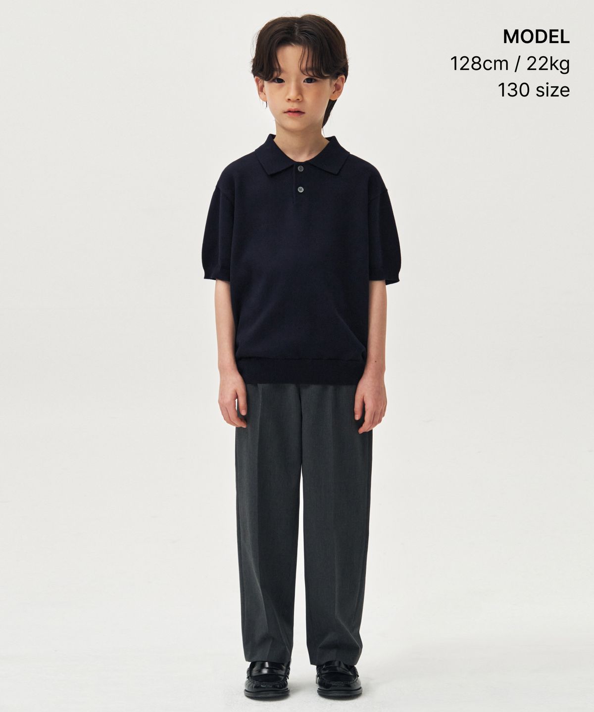 무신사 스탠다드 키즈(MUSINSA STANDARD KIDS) 워셔블 수피마 코튼 니티드 폴로 셔츠 [네이비]