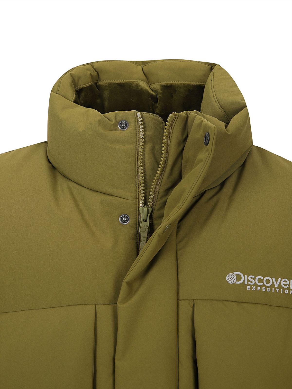 디스커버리 익스페디션(DISCOVERY EXPEDITION) 남성 레스터G 하이넥 구스다운 숏패딩 (OLIVE)
