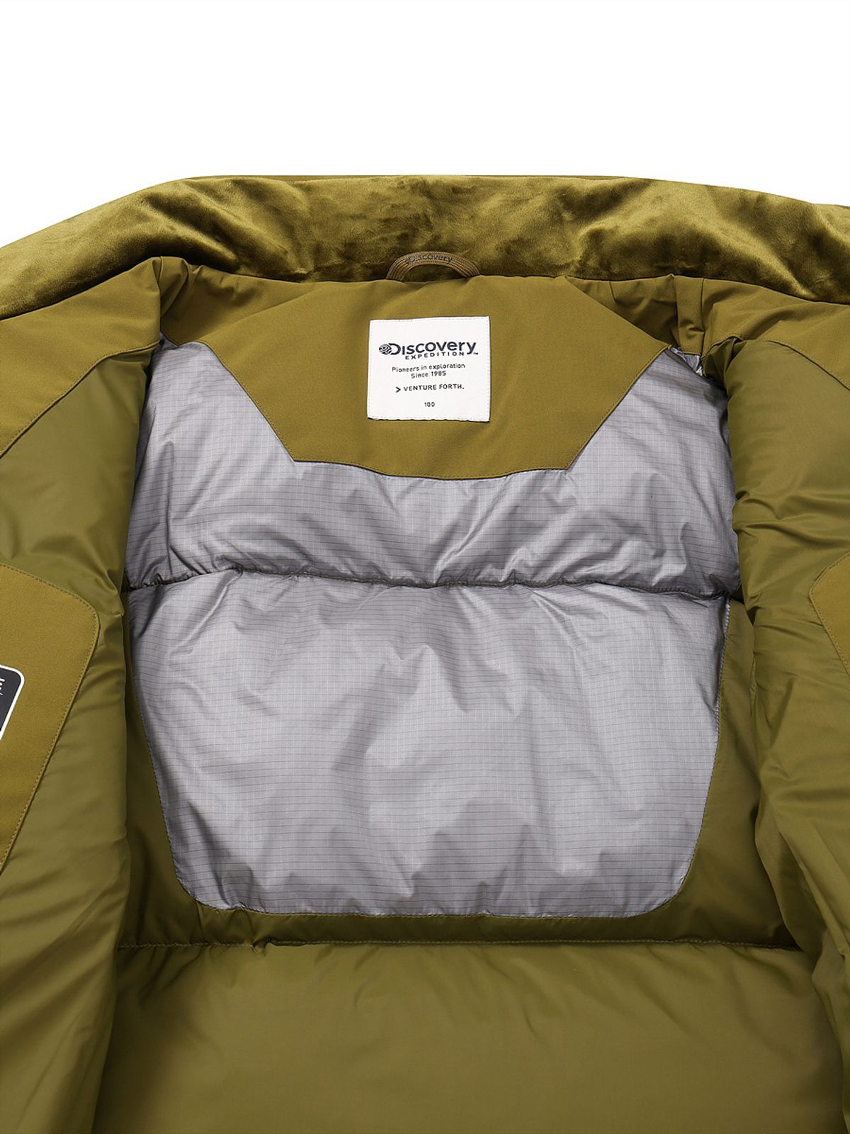 디스커버리 익스페디션(DISCOVERY EXPEDITION) 남성 레스터G 하이넥 구스다운 숏패딩 (OLIVE)