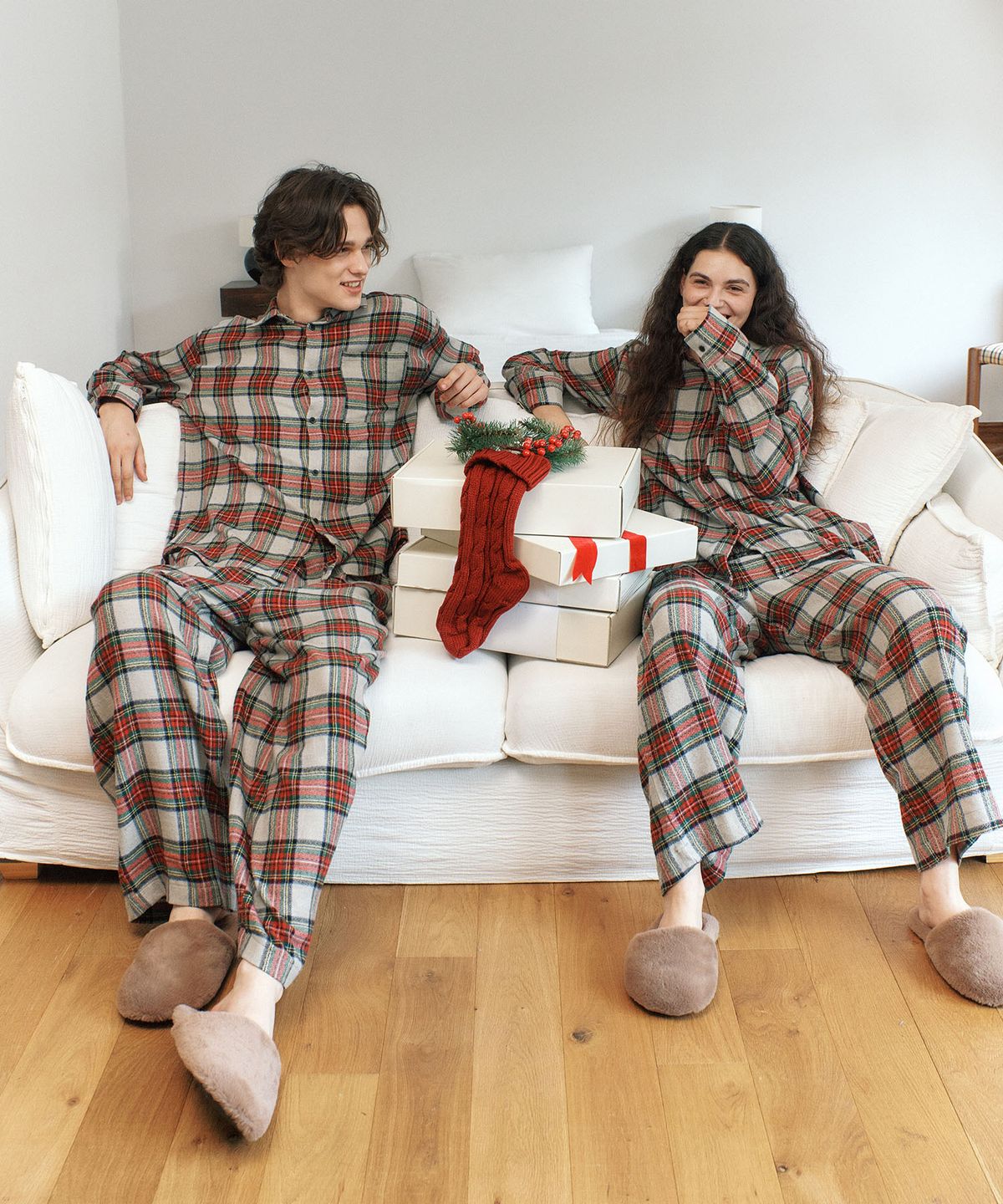 아템포(ATEMPO) FIRST PAJAMA COUPLE SET_mellow check