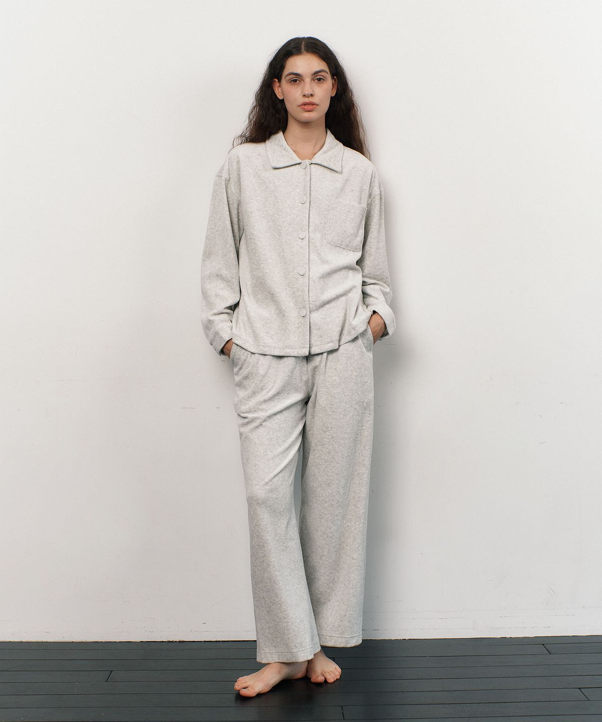 아템포(ATEMPO) VELOUR PAJAMA COUPLE SET_melange
