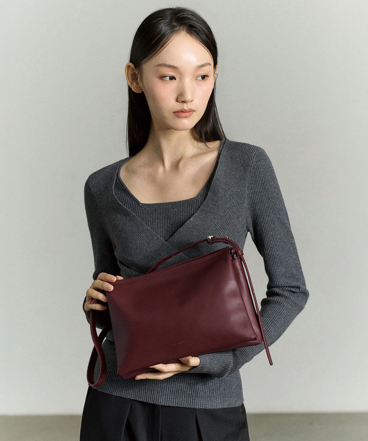 리이(RE RHEE) TRIO LEATHER BAG BURGUNDY