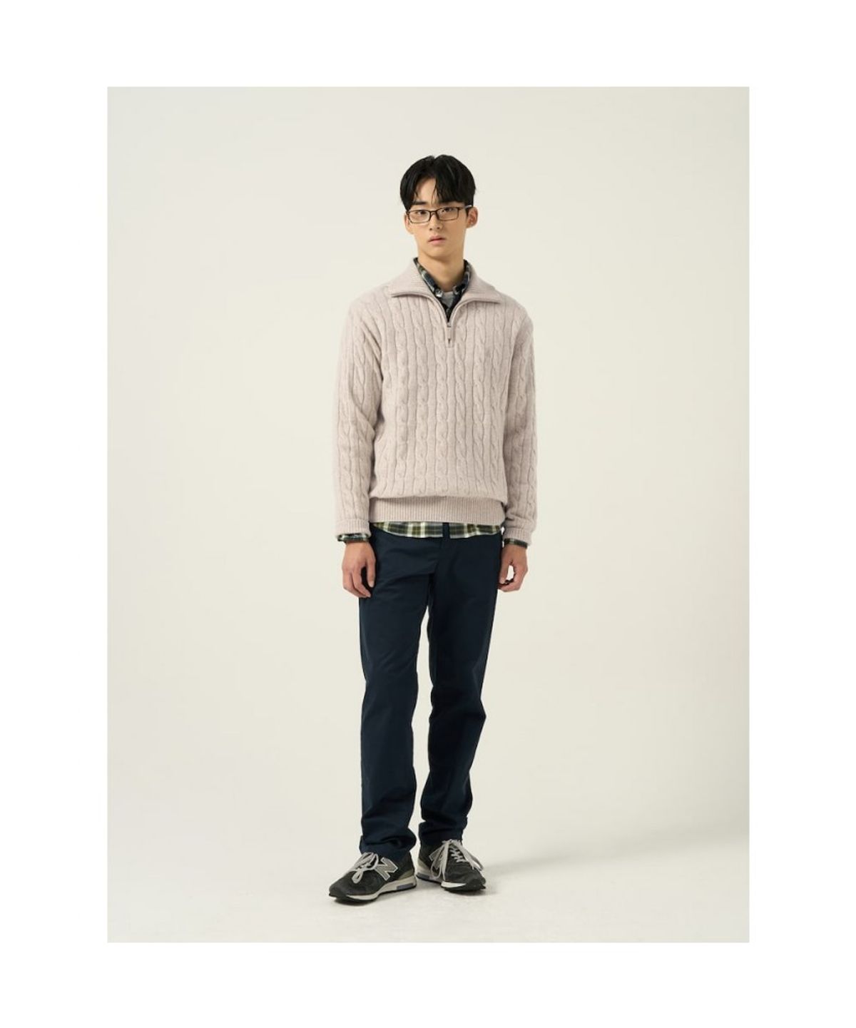 빈폴 멘(BEANPOLE MEN) 케이블 반집업 니트  베이지