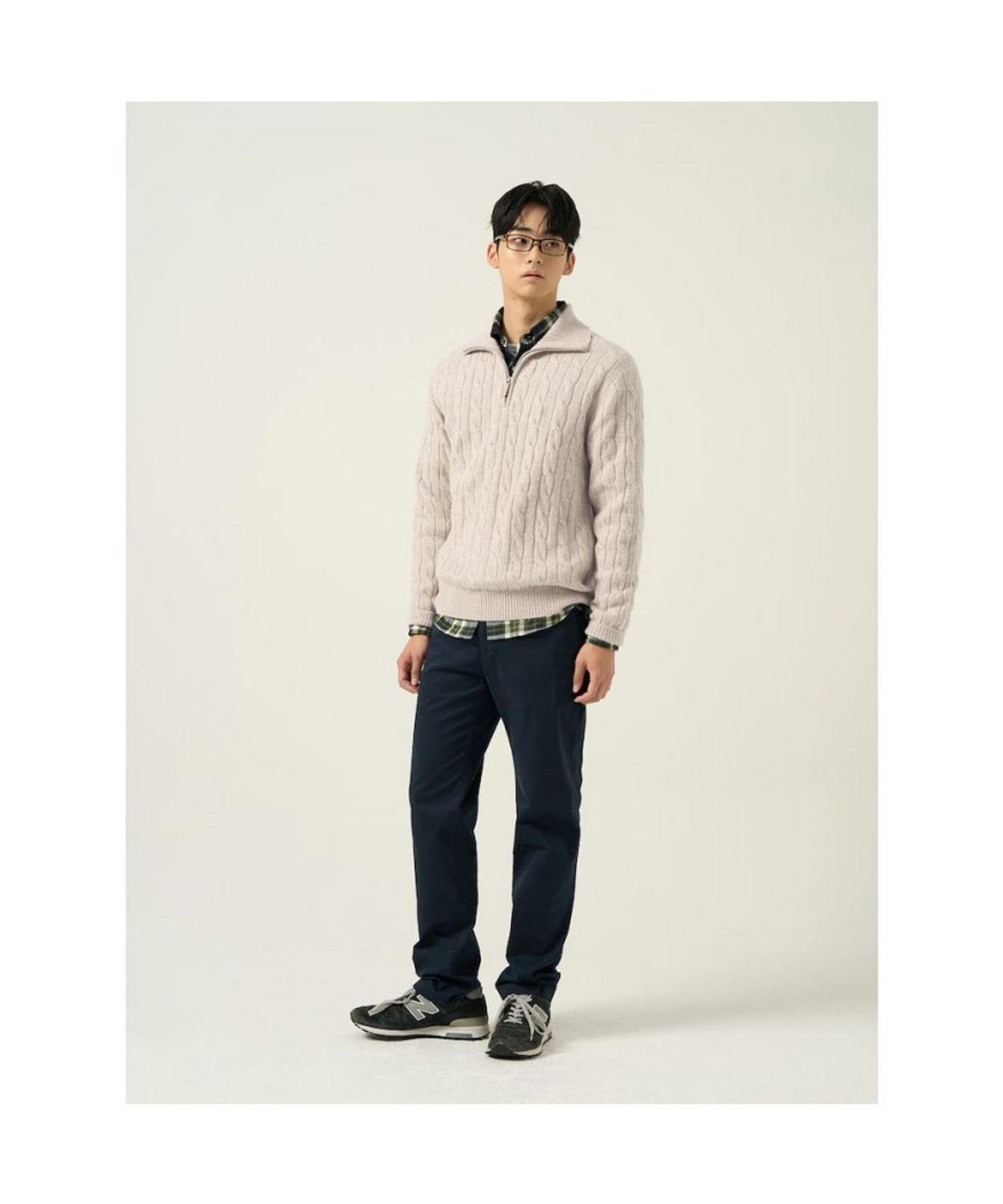 빈폴 멘(BEANPOLE MEN) 케이블 반집업 니트  베이지