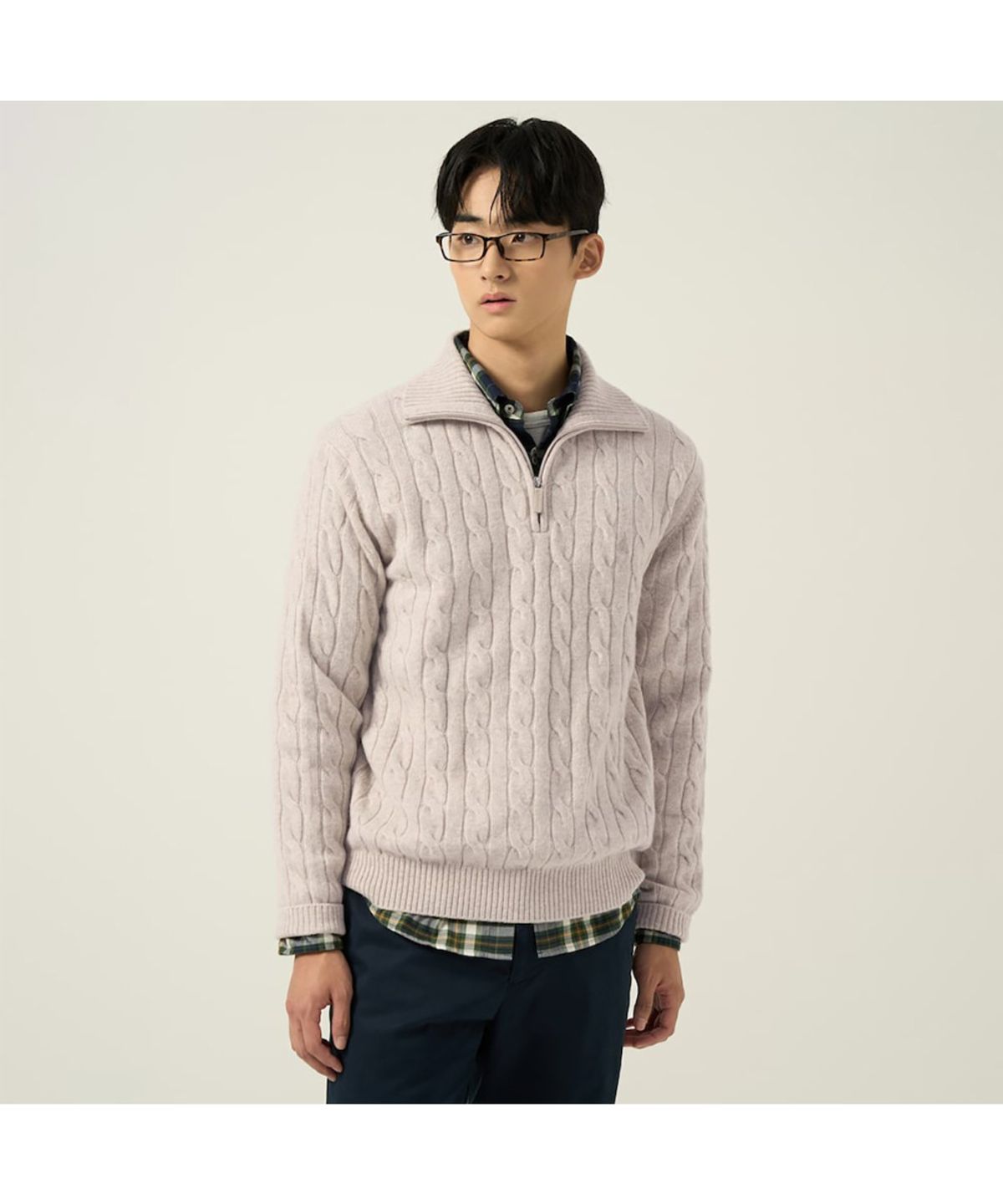 빈폴 멘(BEANPOLE MEN) 케이블 반집업 니트  베이지