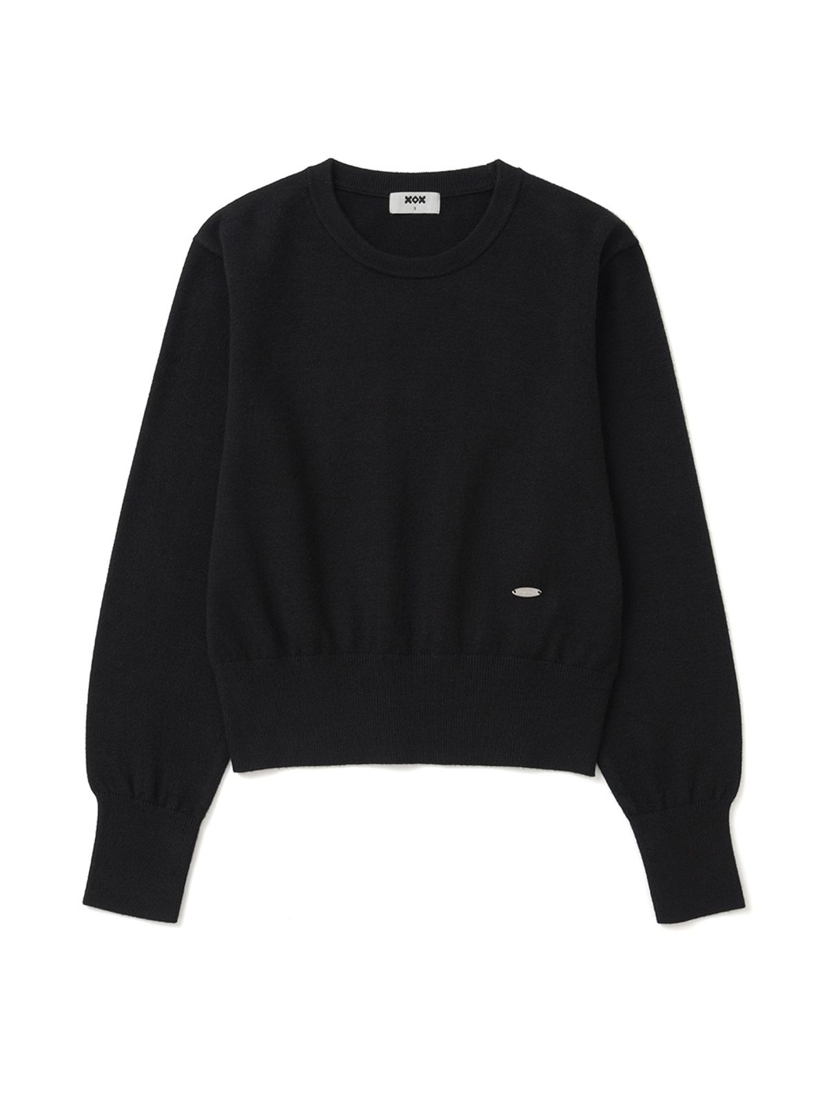 엑스오엑스(XOX) (우먼)에센셜 라운드 크롭 니트 [BLACK]