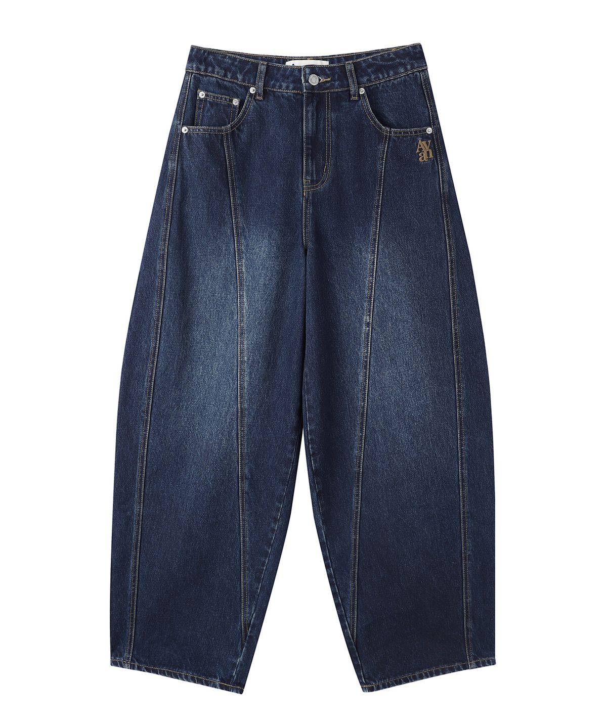 어반드레스(AVANDRESS) Logo Needle Point Balloon Denim Pants BLACK
