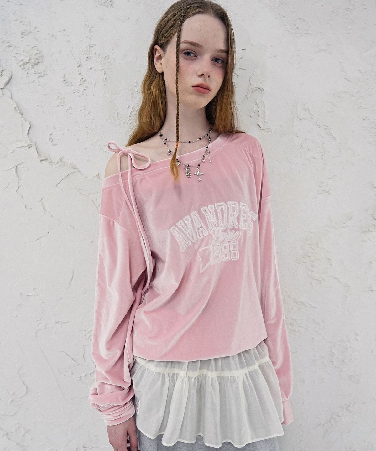 어반드레스(AVANDRESS) Glam Varsity Lace Top_3Colors