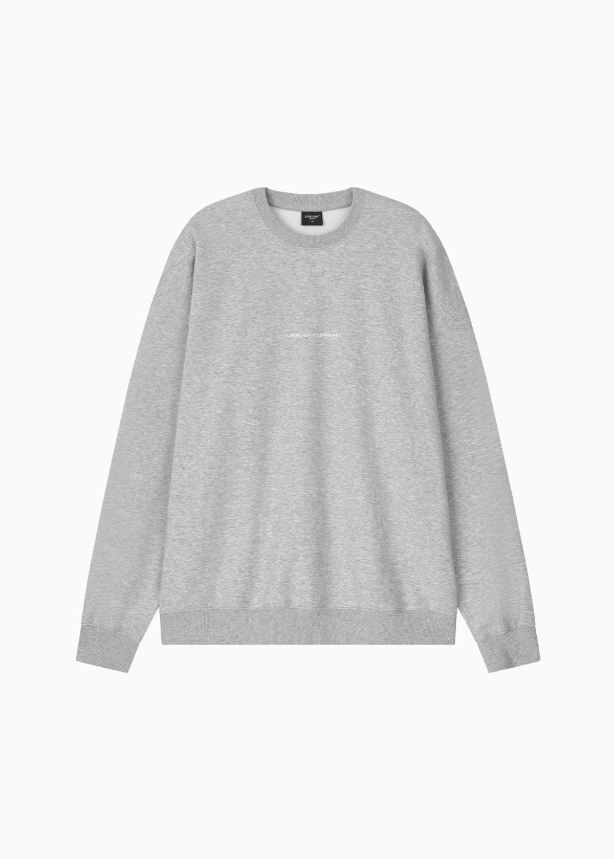 라임라잇 어패럴(LIMELIGHT APPAREL) 어패럴 자수 심플 로고 스웨트셔츠  오버사이즈 (그레이 멜란지/화이트)