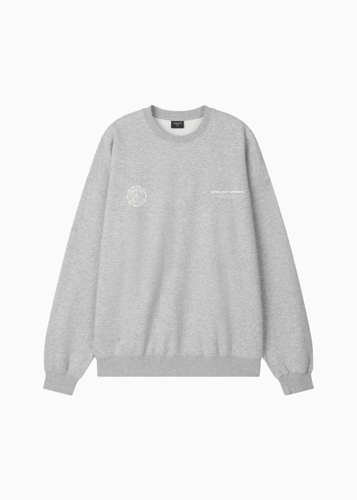 라임라잇 어패럴(LIMELIGHT APPAREL) 어패럴 라임 로고 스웨트셔츠 오버사이즈 (그레이 멜란지/화이트)