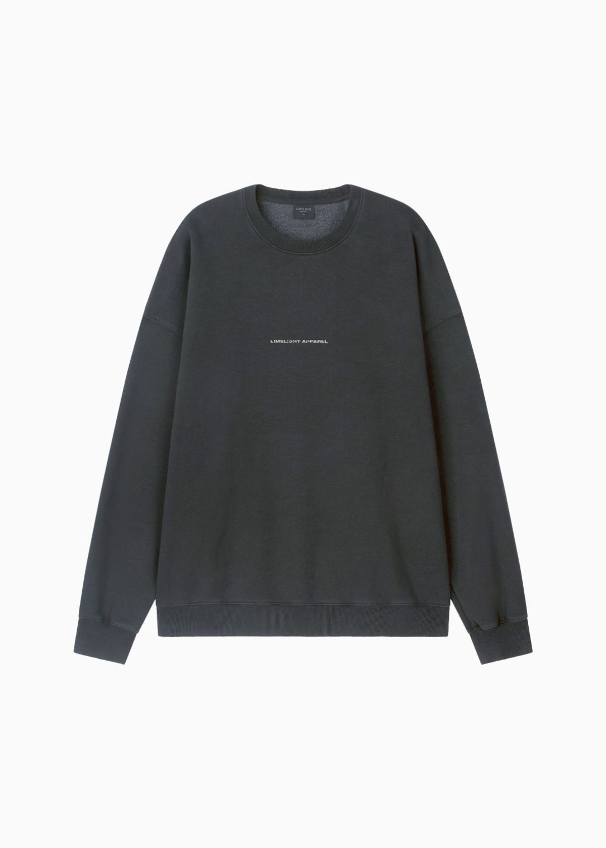 라임라잇 어패럴(LIMELIGHT APPAREL) 어패럴 피그먼트 백 로고 스웨트셔츠 오버사이즈 (블랙/그레이)