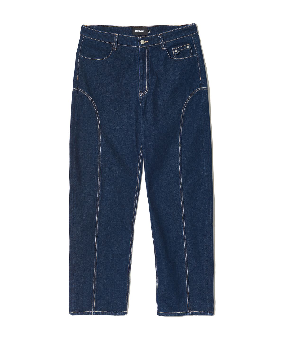 피스메이커(PIECE MAKER) DIVIDE STITCH BALLOON DENIM PANTS (INDIGO)