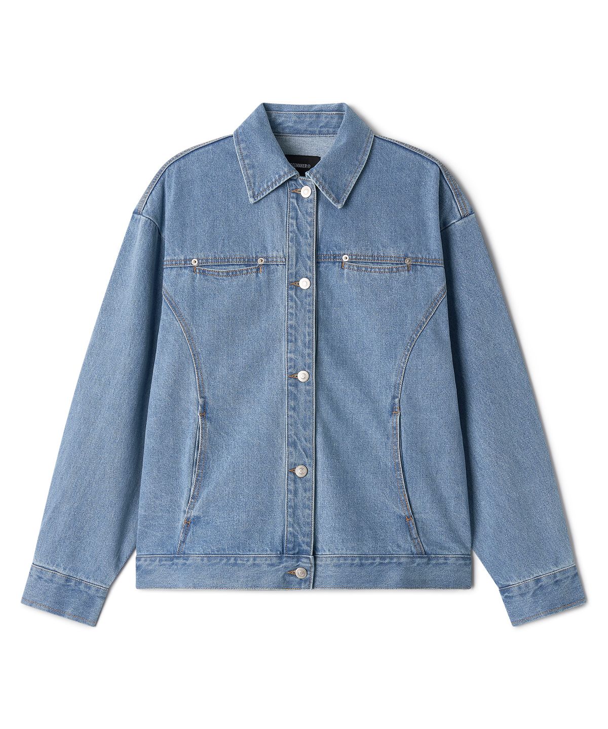 피스메이커(PIECE MAKER) DIVIDE MINIMAL DENIM TRUCKER JACKET (LIGHT INDIGO)