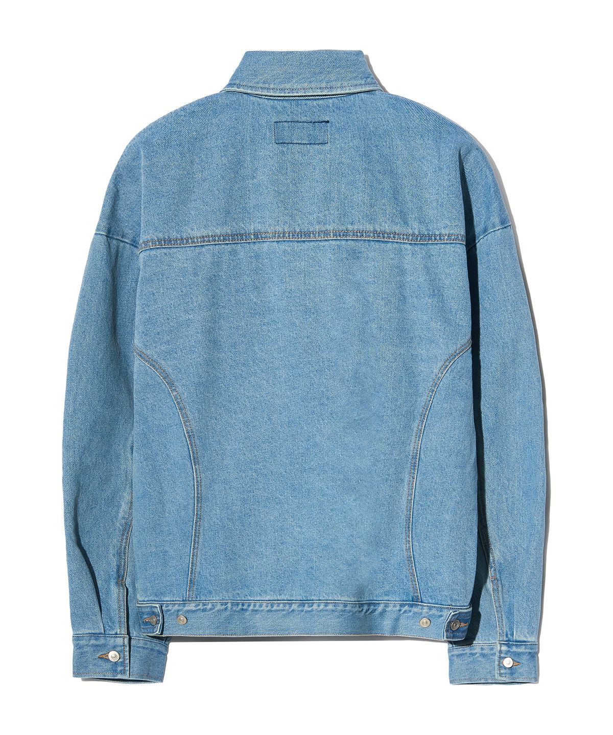 피스메이커(PIECE MAKER) DIVIDE MINIMAL DENIM TRUCKER JACKET (LIGHT INDIGO)