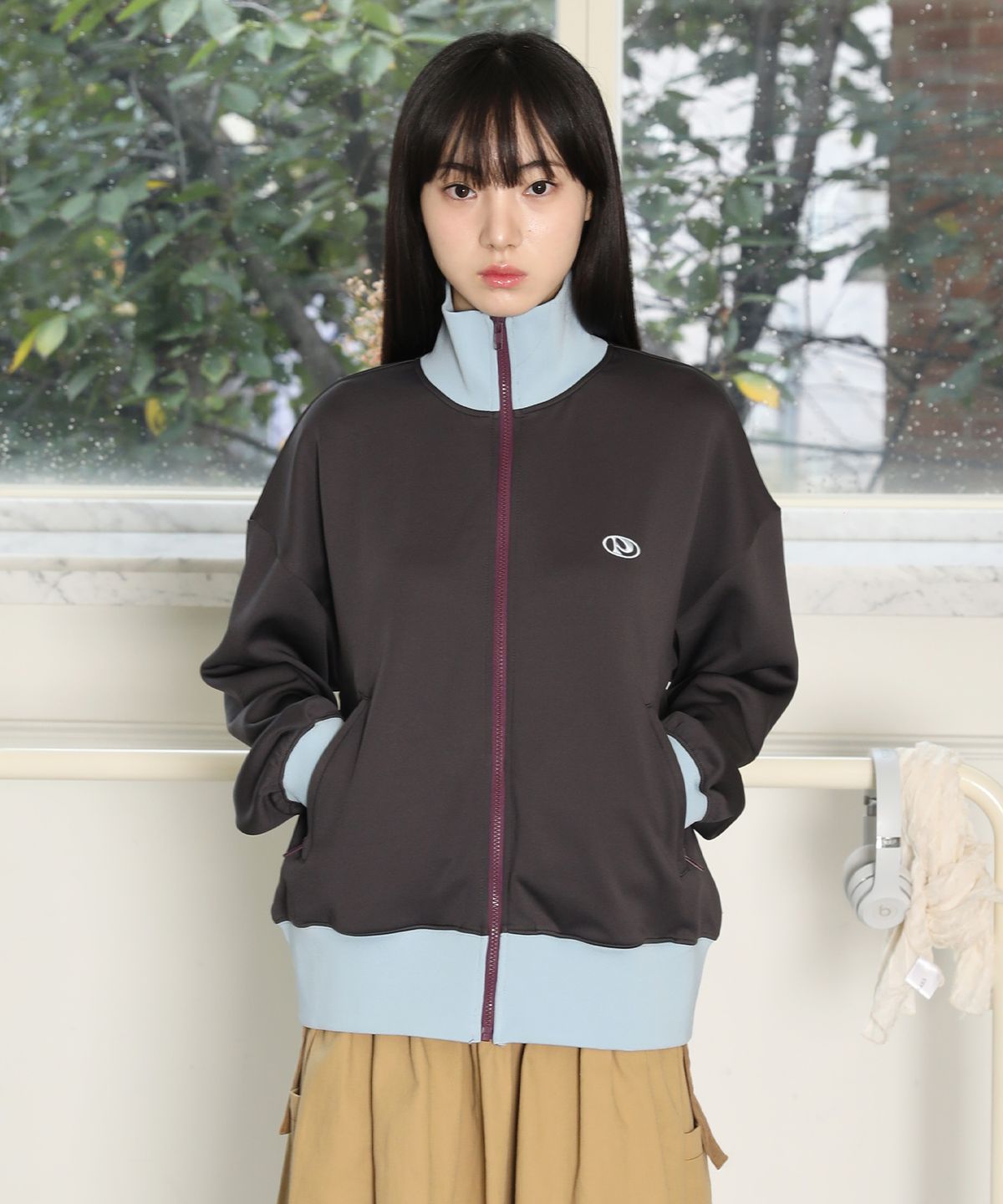 피스메이커(PIECE MAKER) COLOR BLOCK TRACK ZIP UP JACKET (OLIVE)