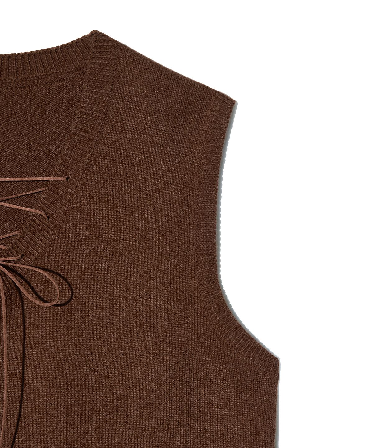 피스메이커(PIECE MAKER) LACE UP KNIT VEST (BROWN)