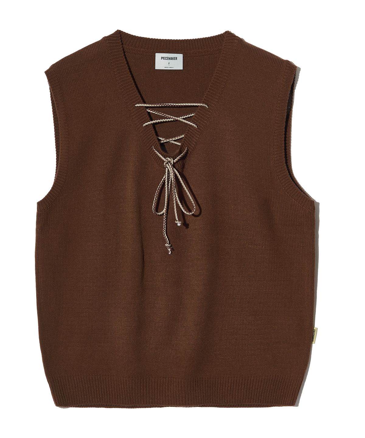 피스메이커(PIECE MAKER) LACE UP KNIT VEST (BROWN)