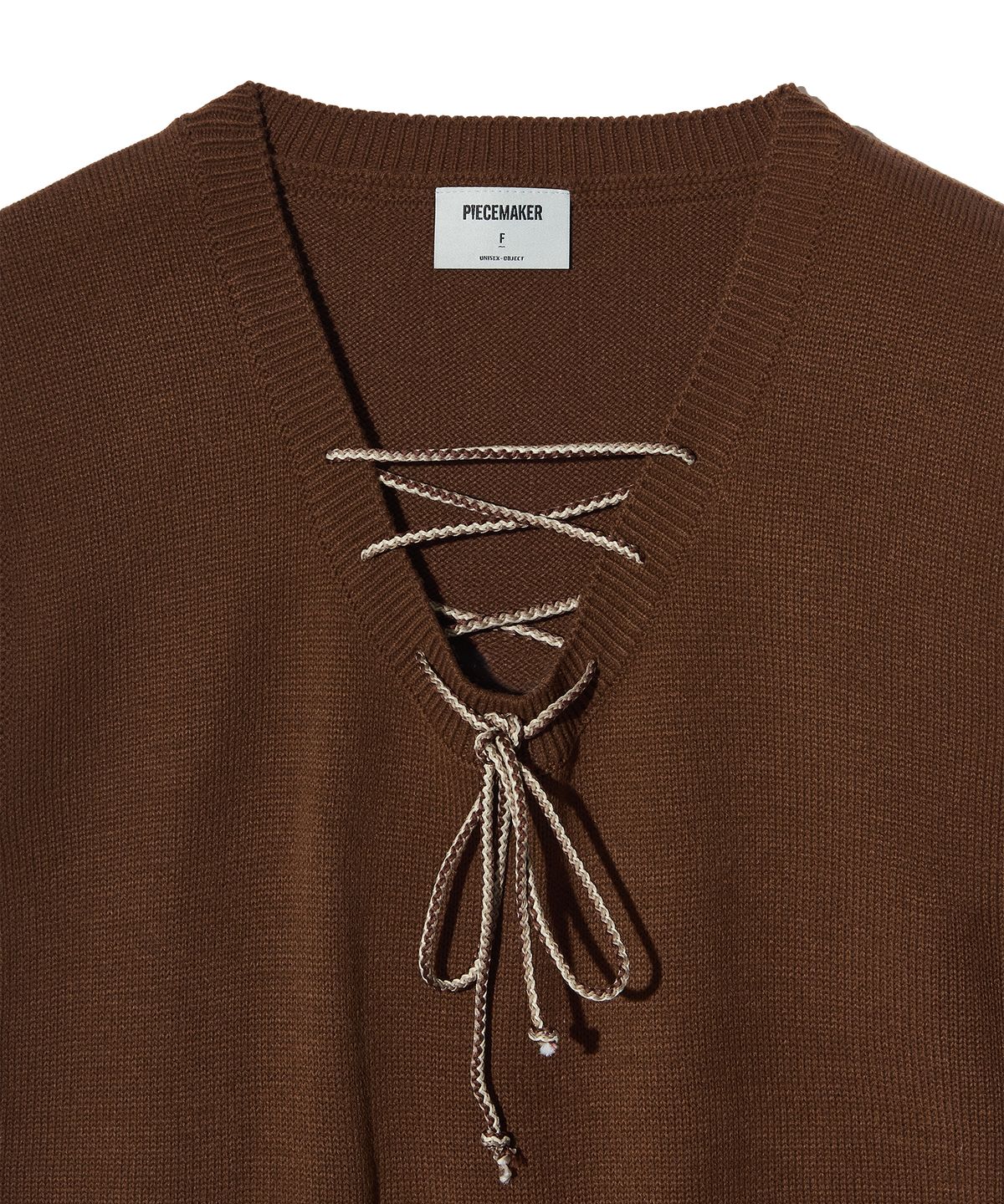 피스메이커(PIECE MAKER) LACE UP KNIT VEST (BROWN)