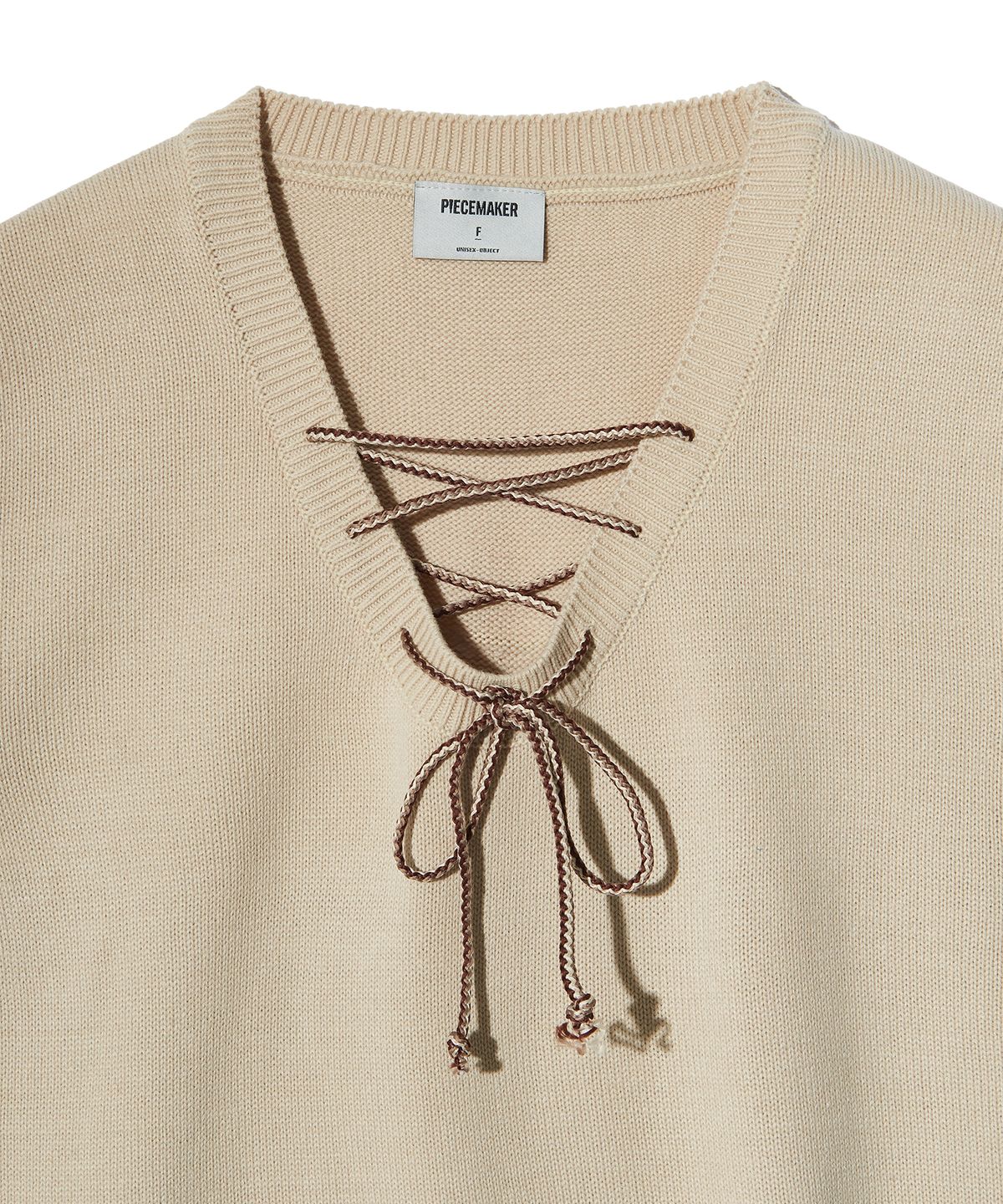 피스메이커(PIECE MAKER) LACE UP KNIT VEST (IVORY)