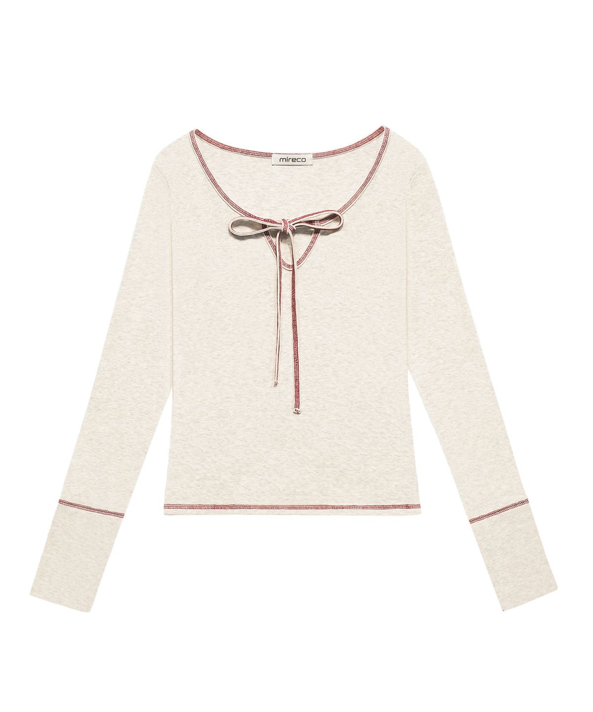 미레코(MIRECO) STITCH RIBBON T OATMEAL