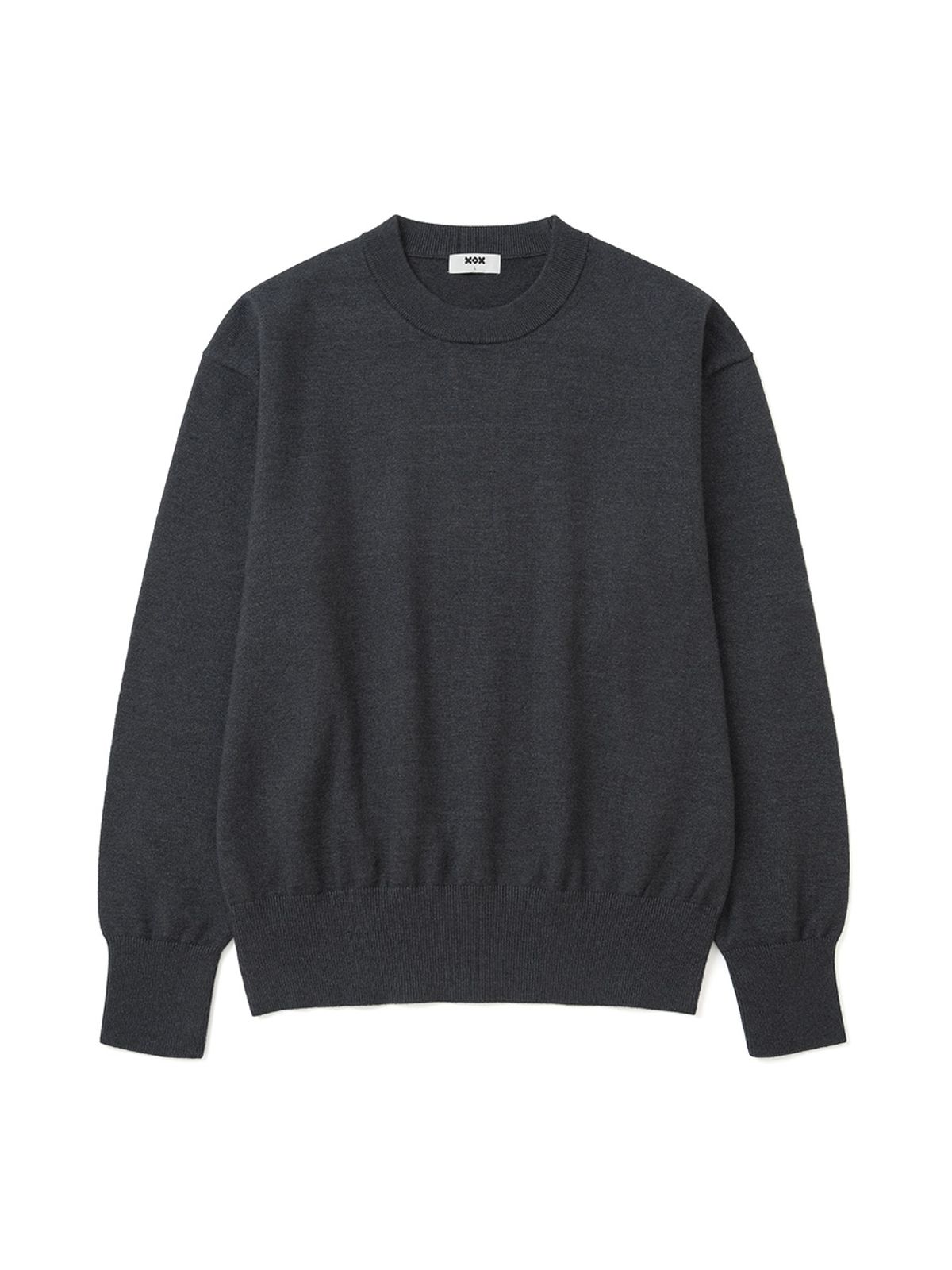 엑스오엑스(XOX) 에센셜 라운드 크롭 니트 [CHARCOAL]