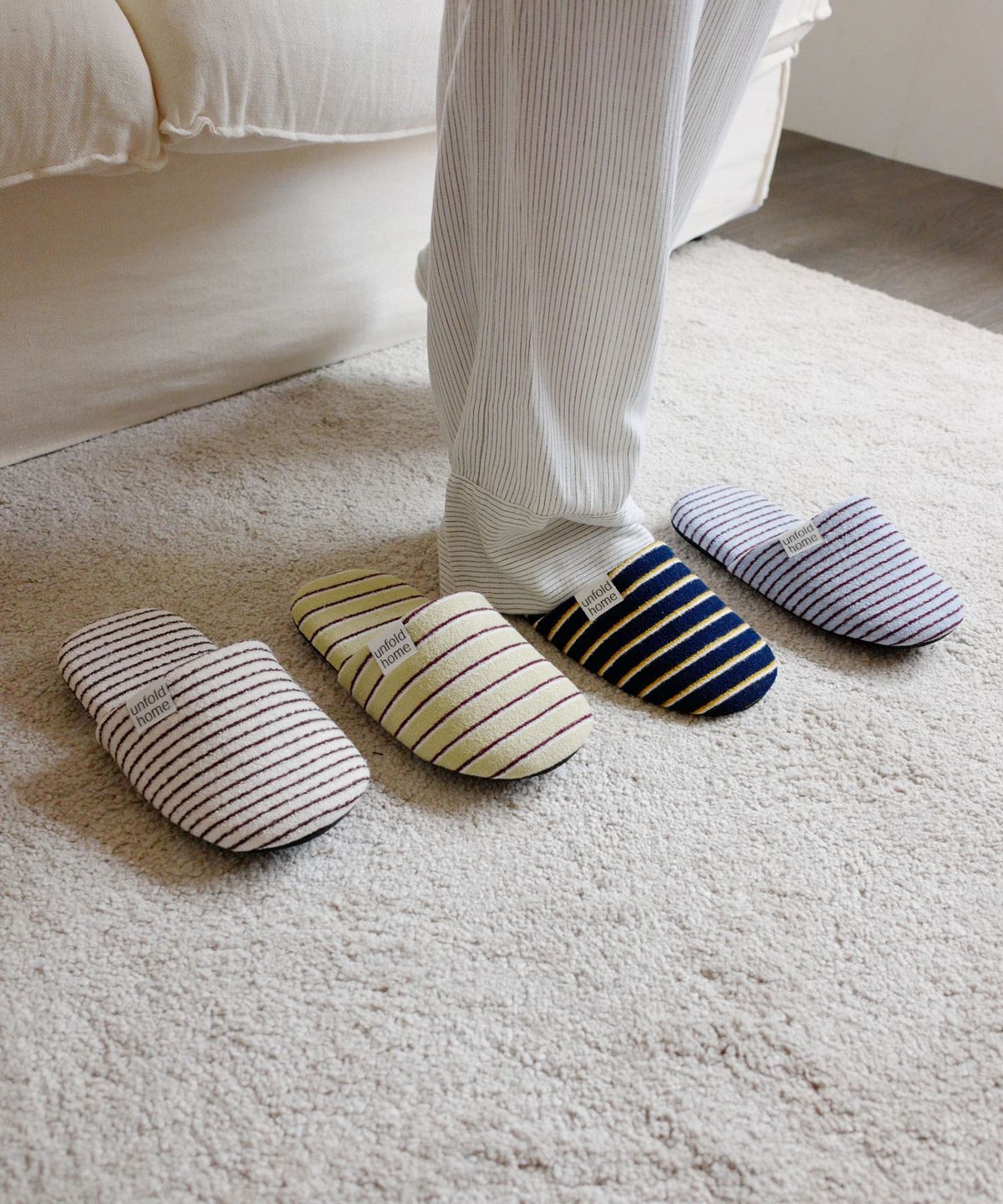언폴드(UNFOLD) 스트라이프 테리 룸 슈즈 (2sizes)(4colors)