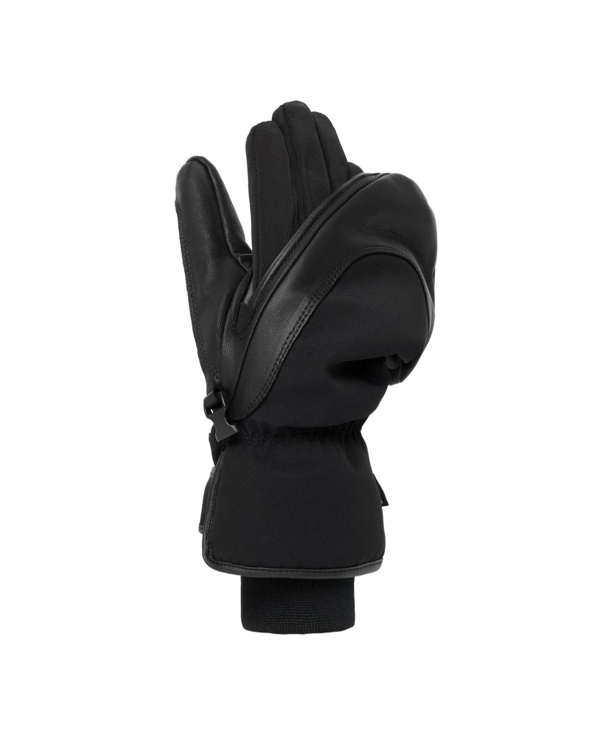 디미토(DIMITO) LEATHER 3-WAY OPEN MITTEN BLACK