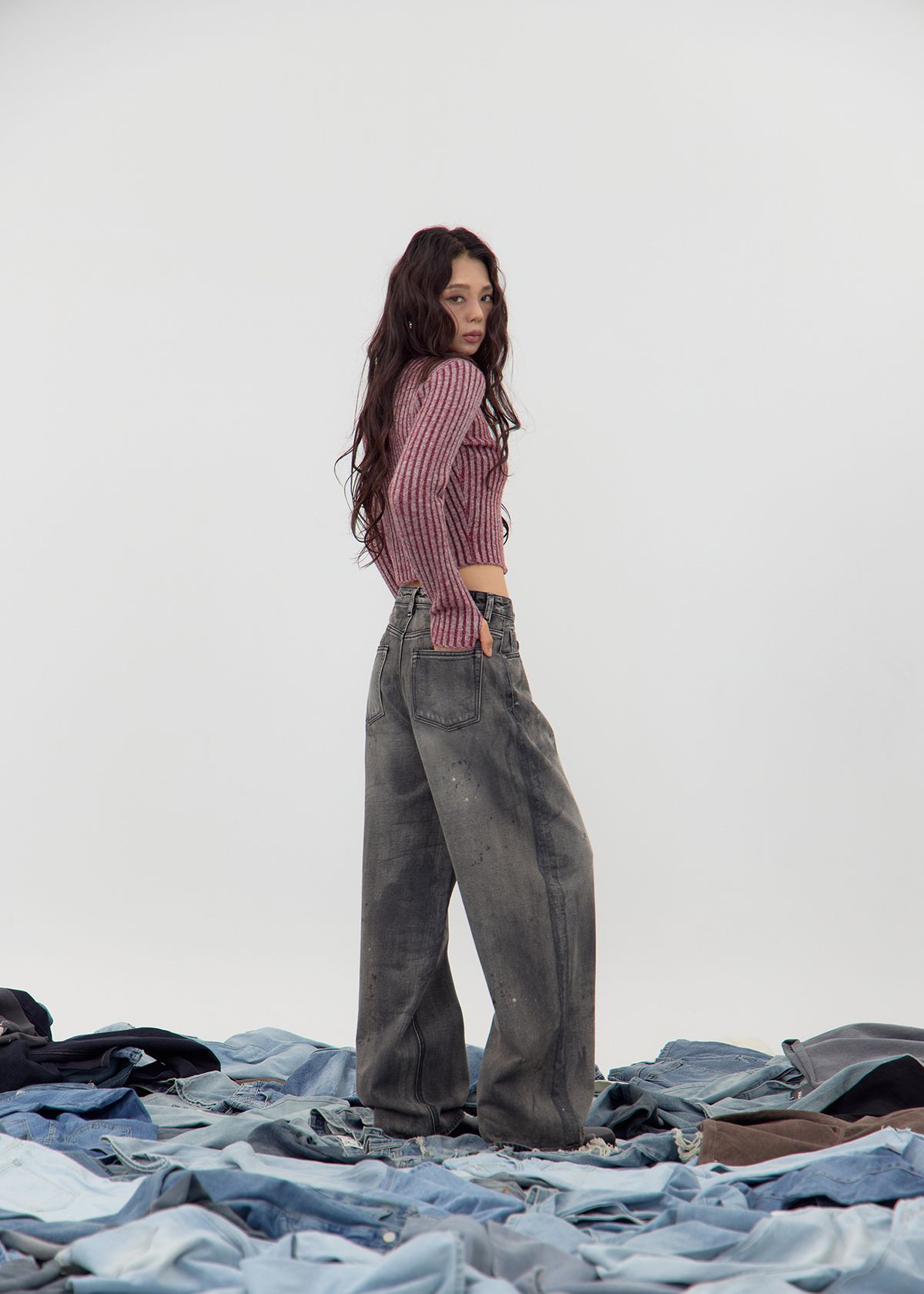 노 엑스트라 터치(NO EXTRA TOUCH) Textured Knit Zp-up (Bloody Red) / 25FWKC001RE