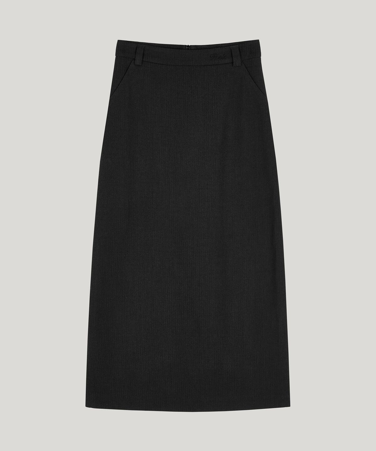 포에트서울(POETSEOUL) poete logo maxi skirt_charcoal