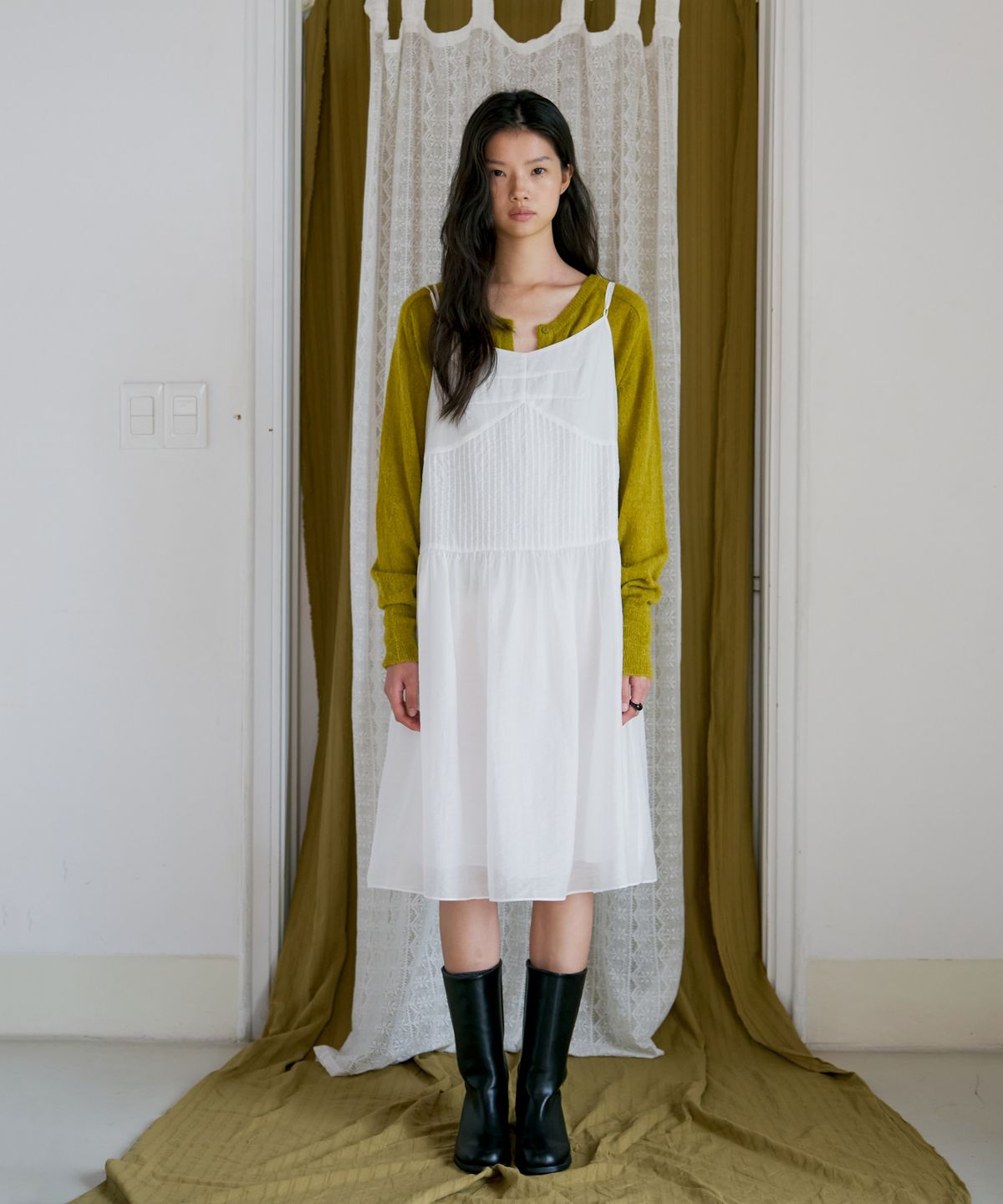 포에트서울(POETSEOUL) flowy pintuck layered dress_ivory