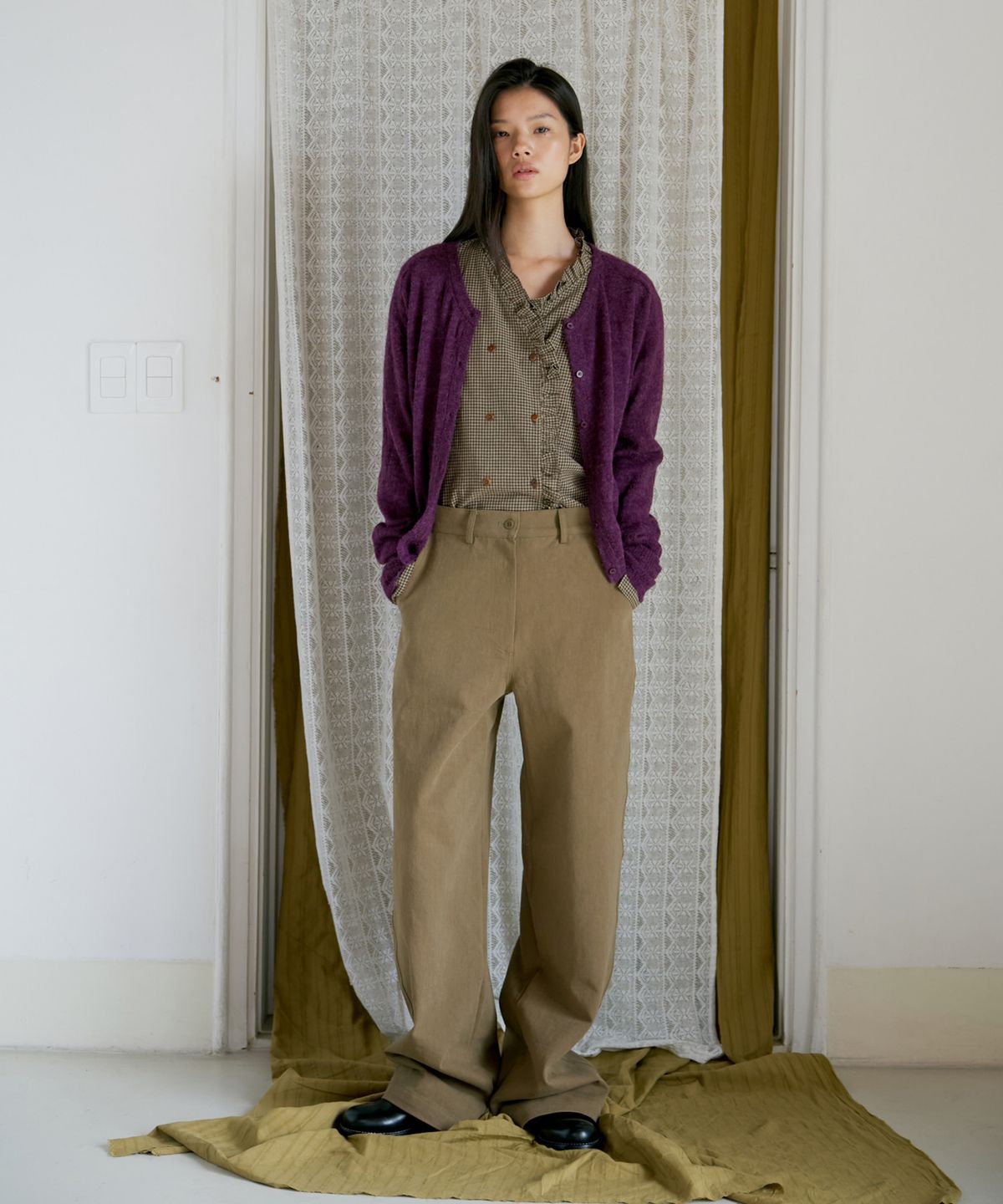 포에트서울(POETSEOUL) double button check blouse_brown