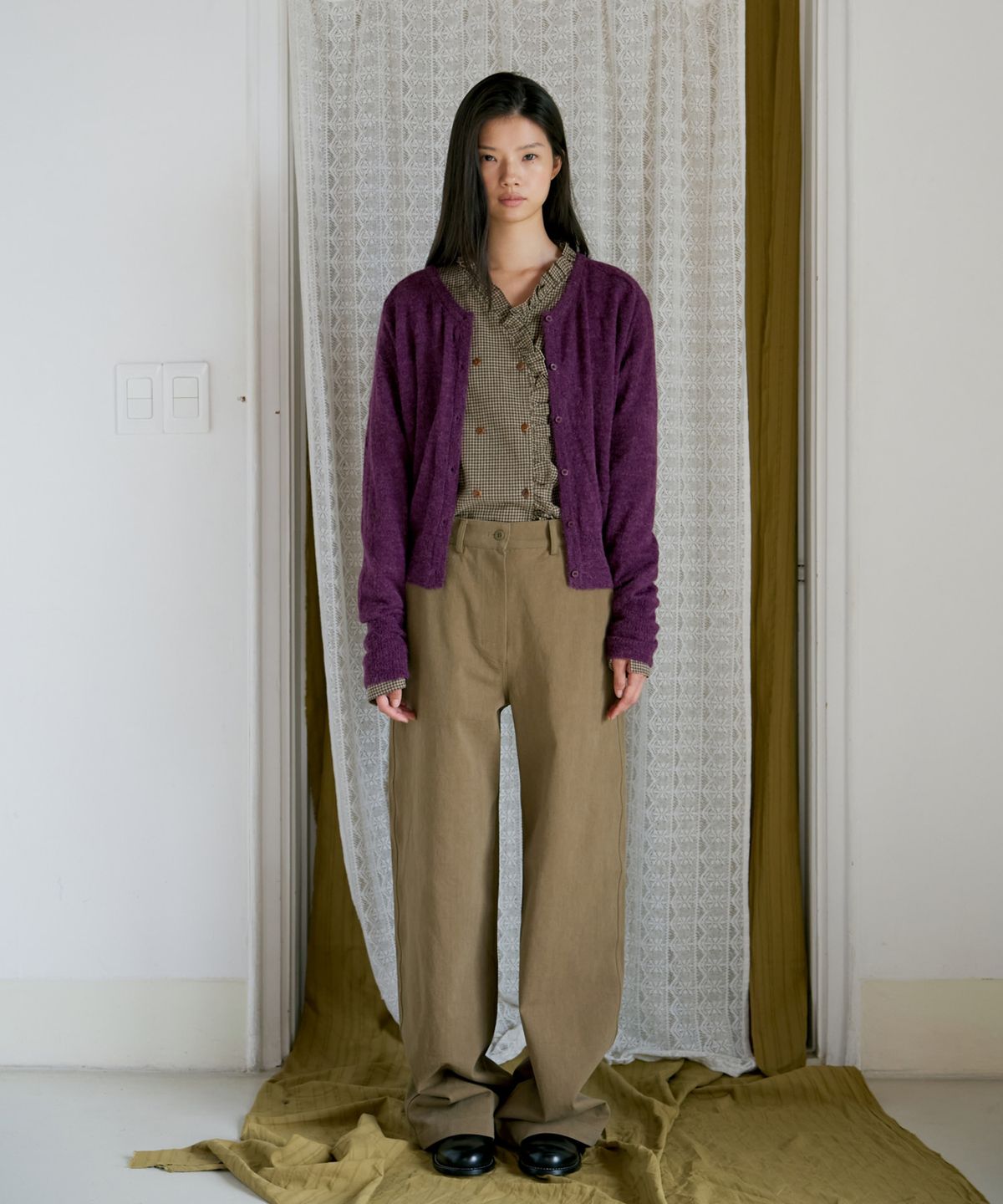 포에트서울(POETSEOUL) double button check blouse_brown