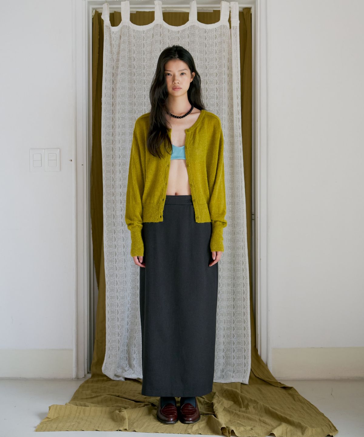 포에트서울(POETSEOUL) signature alpaca cardigan_mustard