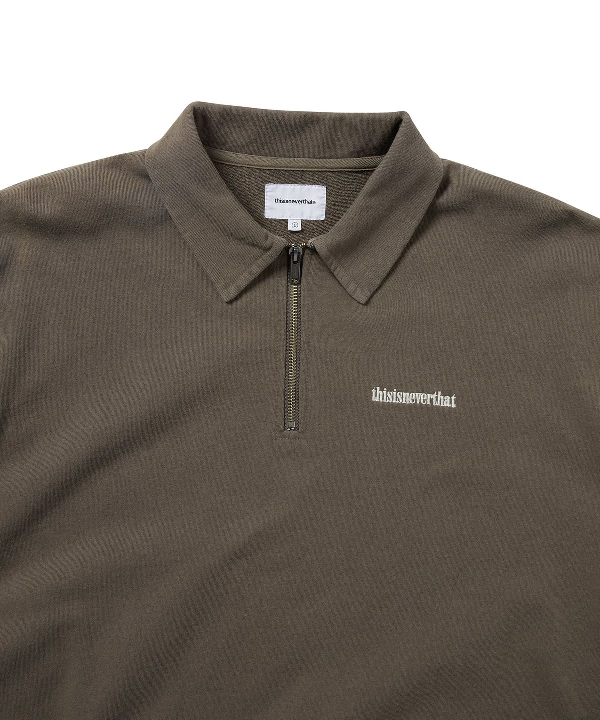 디스이즈네버댓(THISISNEVERTHAT) Half Zip Polo Sweatshirt Dark Mocha
