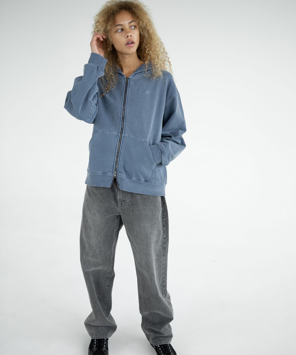 디스이즈네버댓(THISISNEVERTHAT) Waffle Lined Zip Up Hoodie Warm Blue