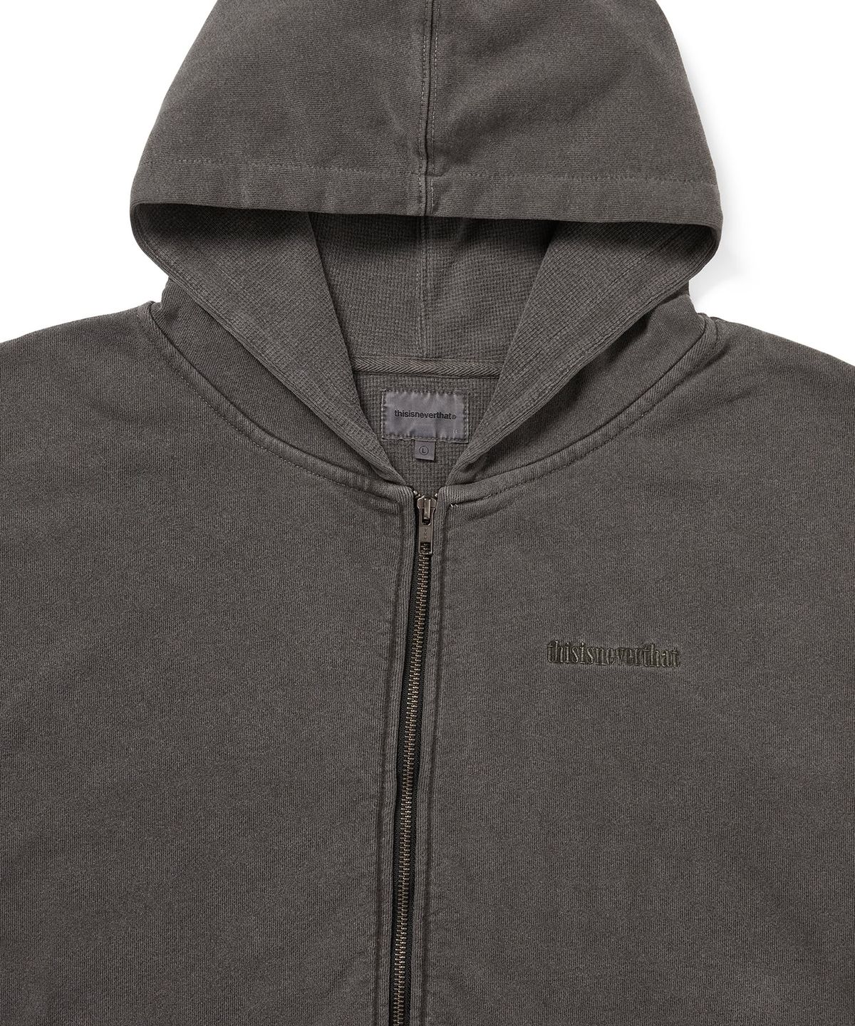 디스이즈네버댓(THISISNEVERTHAT) Waffle Lined Zip Up Hoodie Charcoal