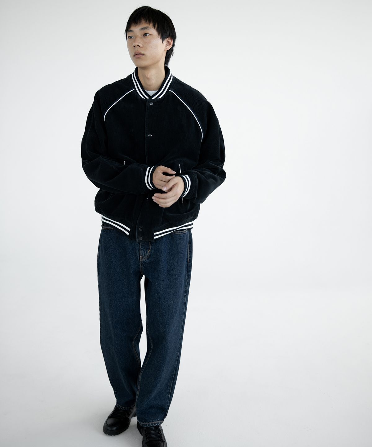 디스이즈네버댓(THISISNEVERTHAT) Corduroy Varsity Jacket Black
